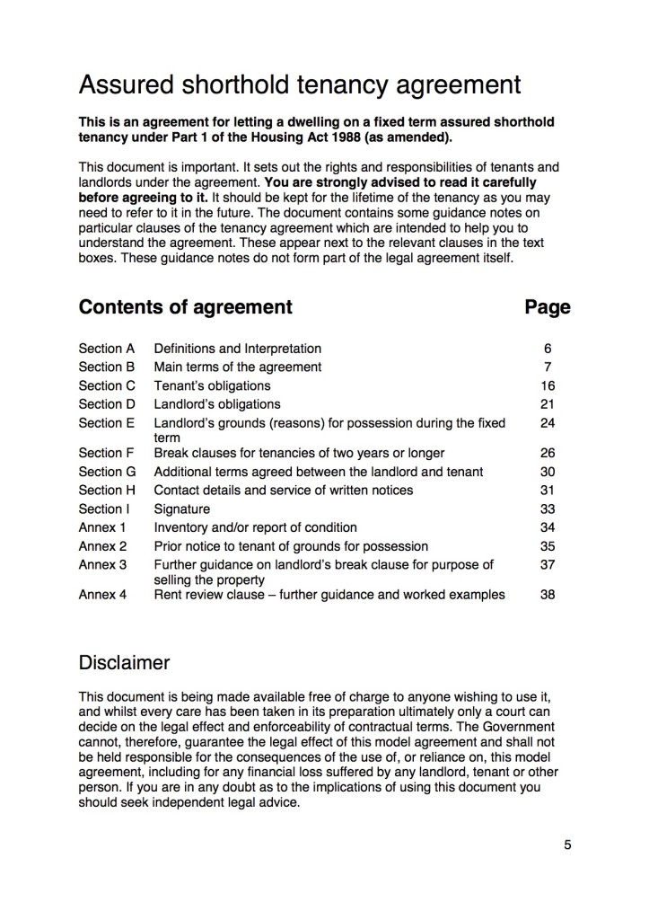 Assured Shorthold Tenancy Agreements