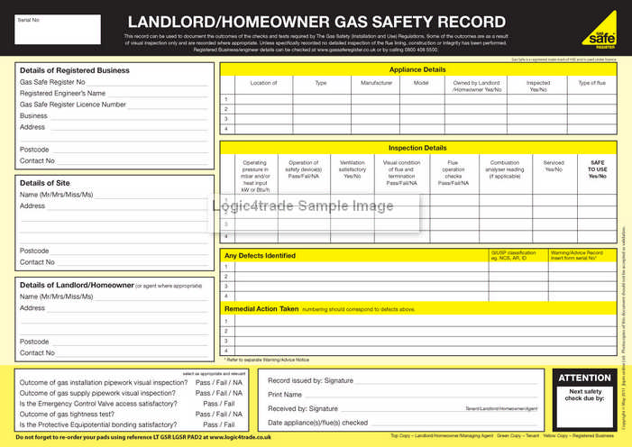 gas safety inspections record